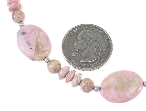 Native American Rhodochrosite Bead And Silver Necklace EX47683